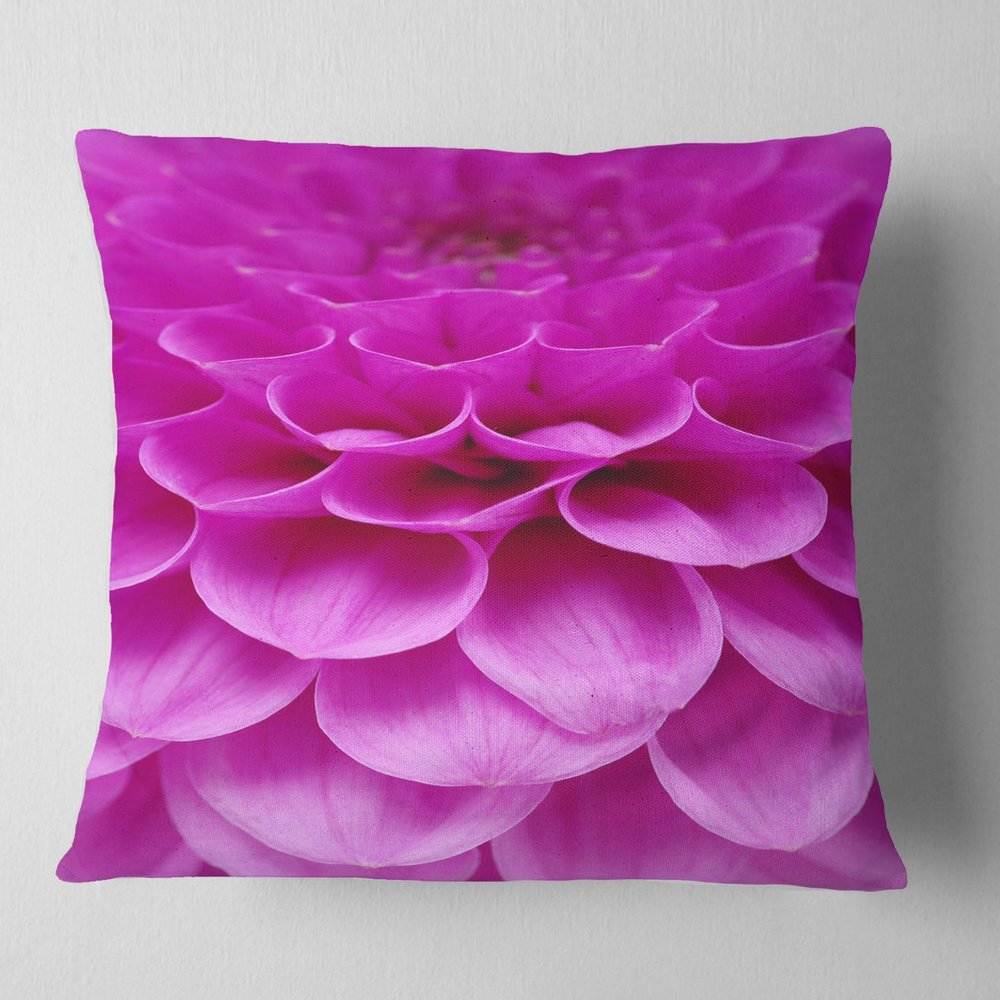 Designart Abstract Purple Flower and Petals' Floral Throw Living Room, Sofa, High Quality Pillow Insert + Cushion Cover Printed On Both Side 18 in. x 18 in