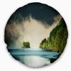 Beautiful Lake by Green Mountains' Landscape Printed Round Throw Pillow & Round Cushion Pillow Cover for Living Room, Sofa view 1