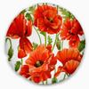 Designart Seamless Pattern of Red Poppies' Floral Throw Cushion Pillow Cover for Living Room, Sofa 20" Round view 1
