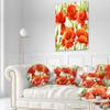 Designart Seamless Pattern of Red Poppies' Floral Throw Cushion Pillow Cover for Living Room, Sofa 20" Round view 2