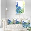 Designart Exotic Peacock Watercolor' Contemporary Animal Throw Living Room, Sofa, High Quality Pillow Insert + Cushion Cover Printed On Both Side 20" Round view 2