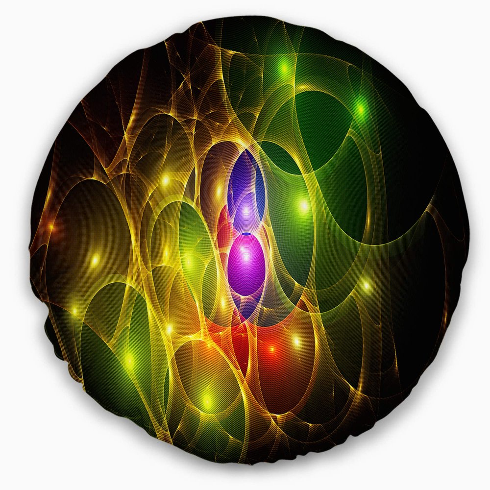 Designart Glowing Fractal Underwater World' Abstract Throw Cushion Pillow Cover for Living Room, Sofa 20" Round