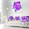Designart Hand Made Purple Rose Watercolor' Floral Throw Cushion Pillow Cover for Living Room, Sofa 16 in. x 16 in view 2