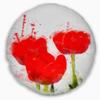 Designart Bright Red Tulip Flowers with Splashes' Floral Throw Living Room, Sofa, High Quality Pillow Insert + Cushion Cover Printed On Both Side 20" Round view 1