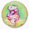 Designart Cute Hippo Goes Swimming' Abstract Throw Cushion Pillow Cover for Living Room, Sofa 20" Round view 1