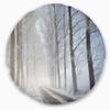 Designart Winter Rural Road on Misty Morning' Forest Throw Living Room, Sofa, High Quality Pillow Insert + Cushion Cover Printed On Both Side 20" Round view 1