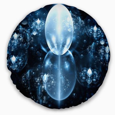 Designart Blue Water Drops on Mirror' Abstract Throw Cushion Pillow Cover for Living Room, Sofa 20 Inches Round