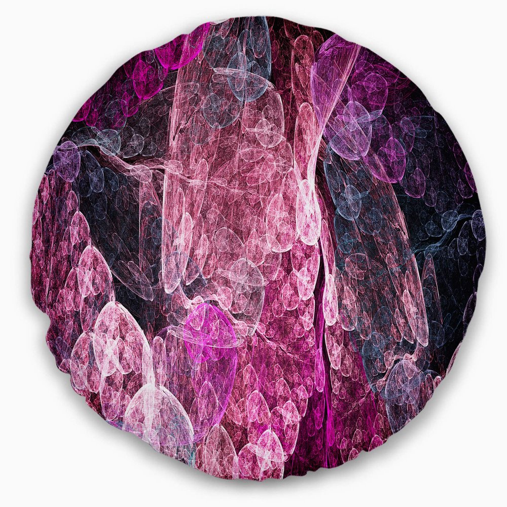 Abstract Purple Fractal Illustration' Abstract Round Throw Pillow & Round Cushion Pillow Cover for Living Room, Sofa