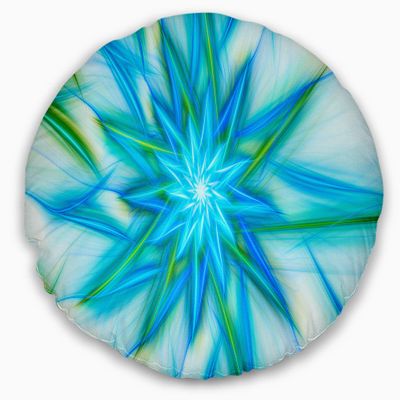Blue Fractal Shining Bright Star' Abstract Round Throw Pillow and Round Cushion Pillow Cover for Living Room, Sofa,