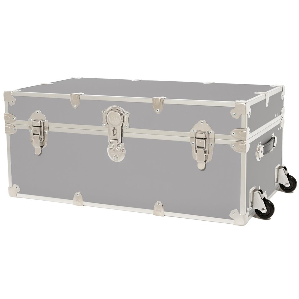 Rhino Trunk & Case Classic Large Trunk With Wheels 32"x18"x14", 1500+ lbs Capacity - Many Colors, Soft-Close Lid. Strong, USA Made Summer Camp Footlocker and Secure College Dorm Storage Chest