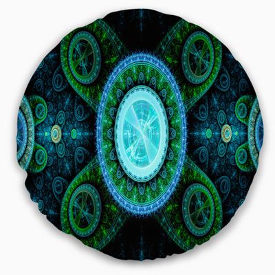 Designart Bright Blue Psychedelic Relaxing Art' Abstract Throw Cushion Pillow Cover for Living Room, Sofa 20 Inches Round