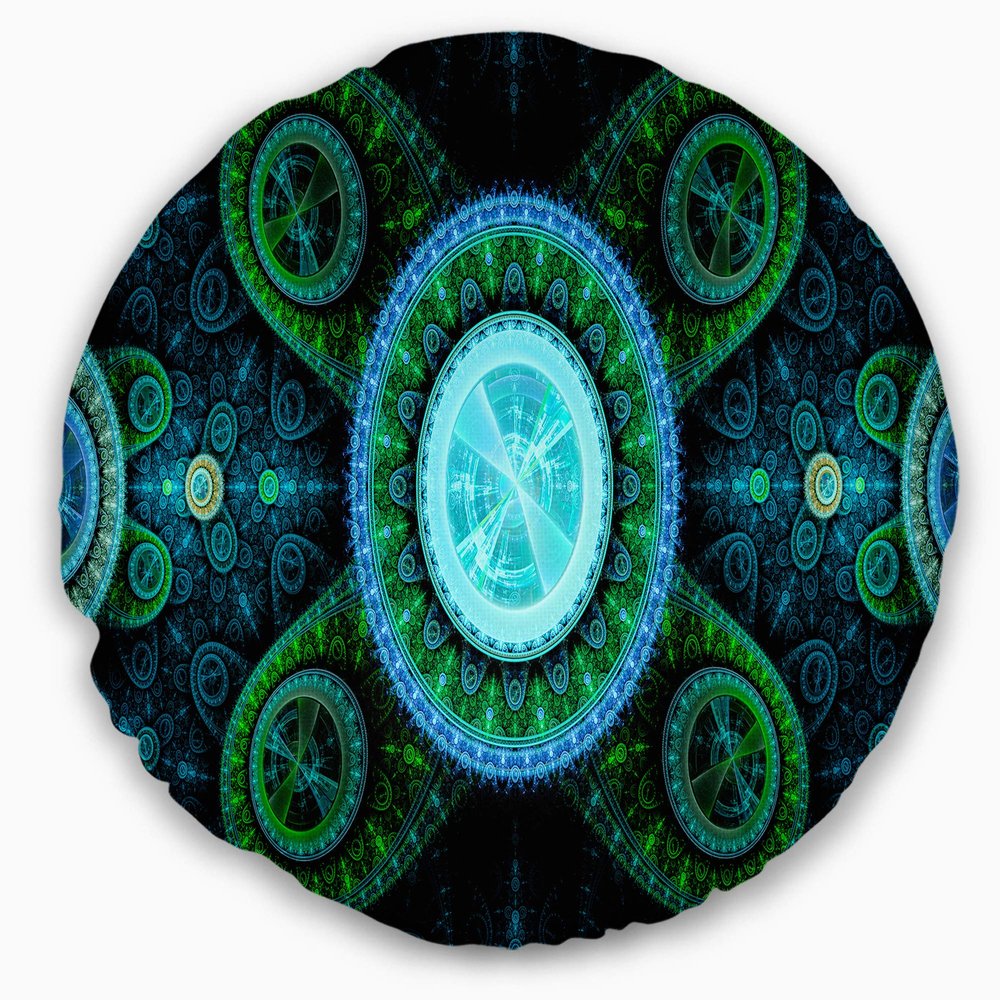Designart Bright Blue Psychedelic Relaxing Art' Abstract Throw Cushion Pillow Cover for Living Room, Sofa 20 Inches Round