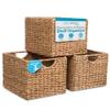 BIRDROCK HOME Storage Shelf Organizer Baskets with Handles - Handwoven Abaca Seagrass Wicker Basket for Pantry, Living Room, Office & Bathroom, Versatile Under Shelf Storage - Set of 3, Natural view 1