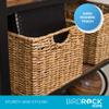 BIRDROCK HOME Storage Shelf Organizer Baskets with Handles - Handwoven Abaca Seagrass Wicker Basket for Pantry, Living Room, Office & Bathroom, Versatile Under Shelf Storage - Set of 3, Natural view 2