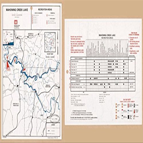 14" x 24" 1994 Map of Mahoning Creek Lake Pennsylvania
