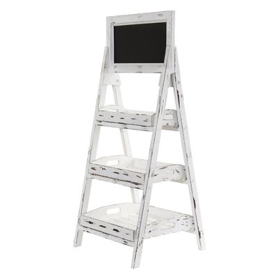Nearly Natural 3ft. White Washed Farmhouse Stand with Chalkboard