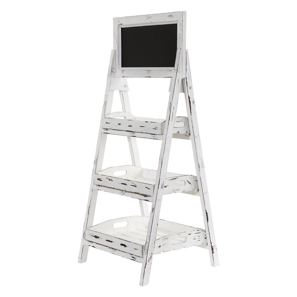 Nearly Natural 3ft. White Washed Farmhouse Stand with Chalkboard