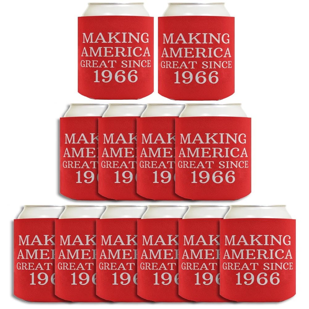 60th Birthday Gifts for All Making America Great Since 1966 12-Pack Can Coolers Coolies