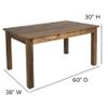 Flash Furniture 60" x 38" Antique Rustic Farm Table Set with 6 Cross Back Chairs and Cushions view 2