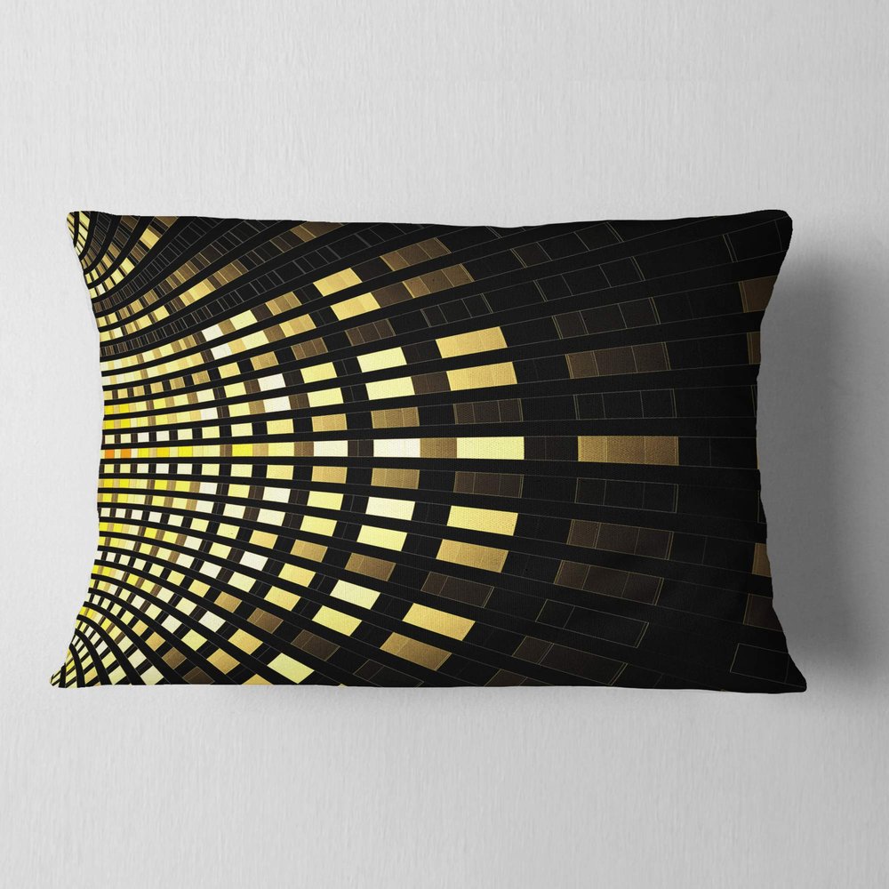Abstract Fractal Gold Square Pixel' Abstract Throw Lumbar Pillow & Lumbar Cushion Pillow Cover for Living Room, Sofa