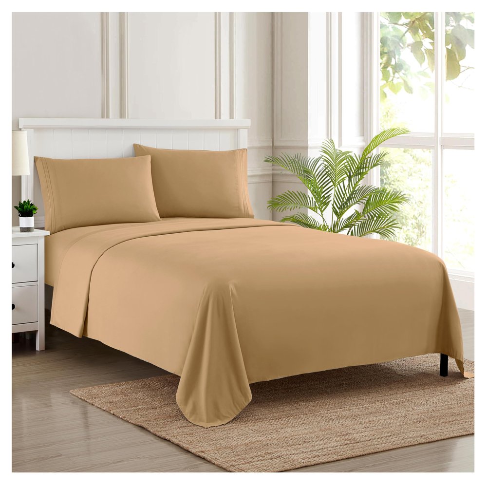Twin XL Sheets - Breathable Luxury Sheets with Full Elastic & Secure Corner Straps Built In - 1800 Supreme Collection Extra Soft Deep Pocket Bedding Set, Sheet Set, Twin XL, Taupe