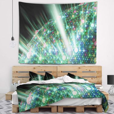 Designart ' Bright Blue Solar Bubbles Planet' Abstract Tapestry Blanket Dcor Wall Art for Home and Office, Created On Lightweight Polyester Fabric x Large: 92 in. x 78 in