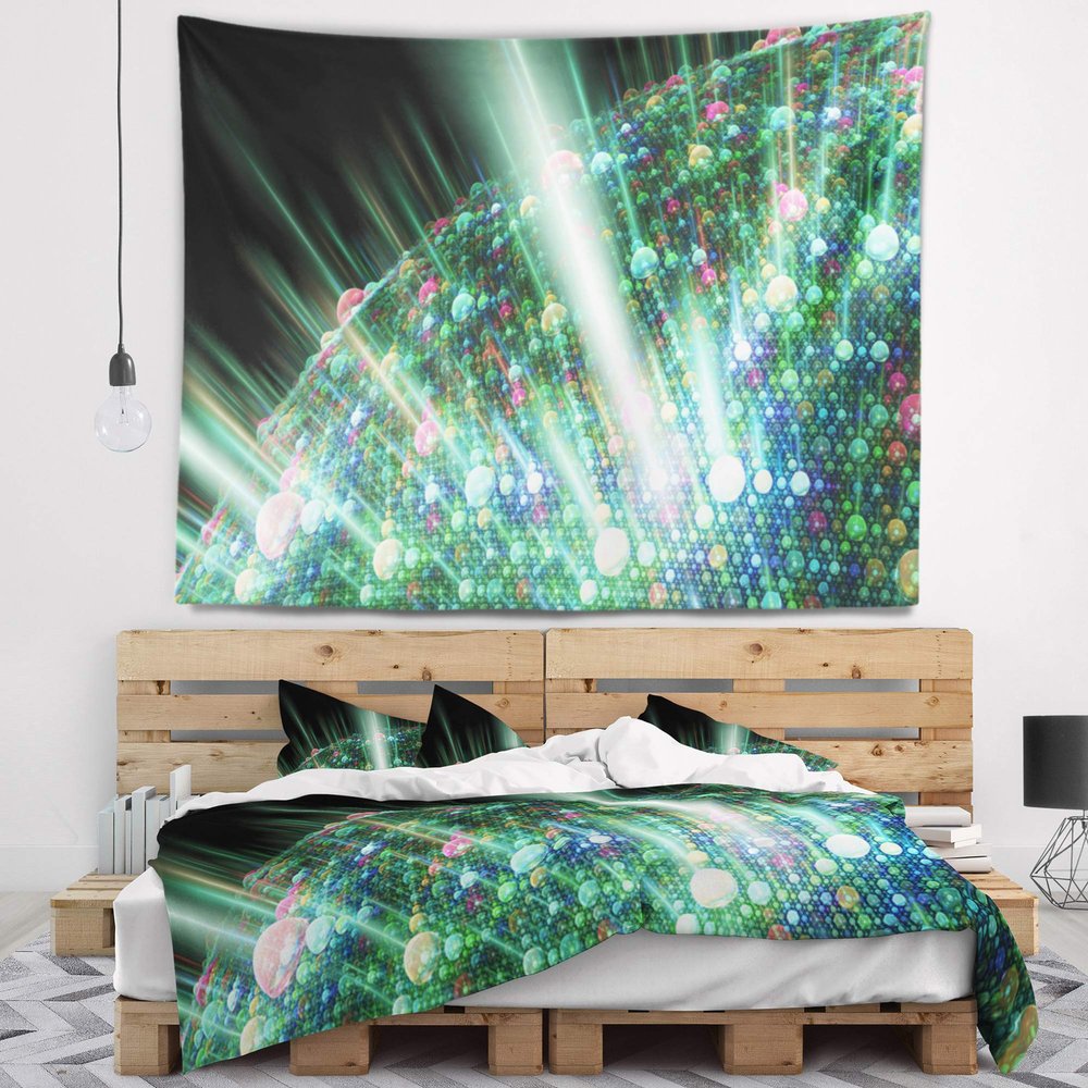 Designart ' Bright Blue Solar Bubbles Planet' Abstract Tapestry Blanket Dcor Wall Art for Home and Office, Created On Lightweight Polyester Fabric x Large: 92 in. x 78 in