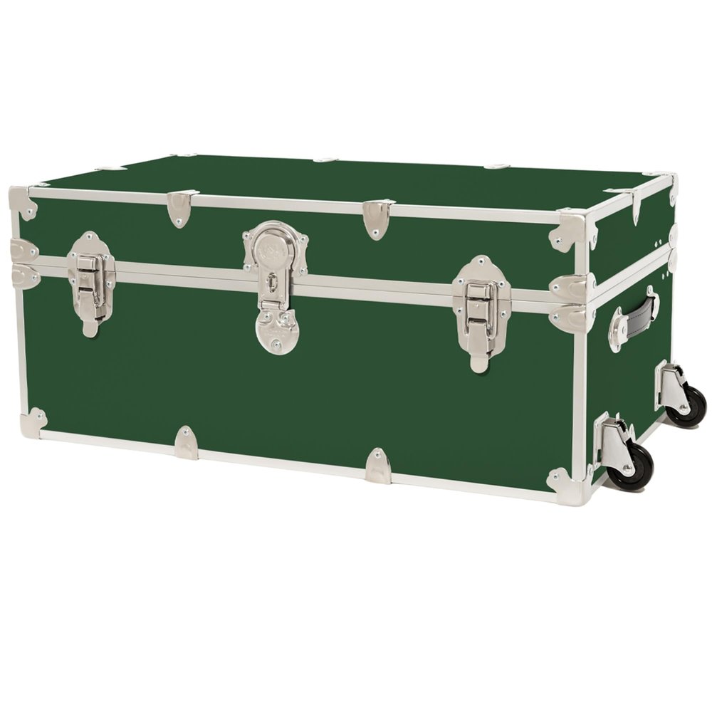 Rhino Trunk & Case Classic Large Trunk With Wheels 32"x18"x14", 1500+ lbs Capacity - Many Colors, Soft-Close Lid. Strong, USA Made Summer Camp Footlocker and Secure College Dorm Storage Chest