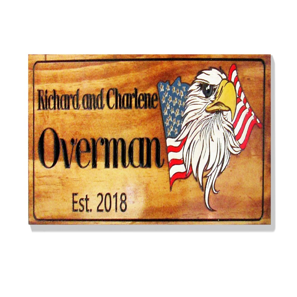 Family Established Wooden Sign, American Flag and Eagle, Veteran Gift, Patriotic Decor, Handmade,