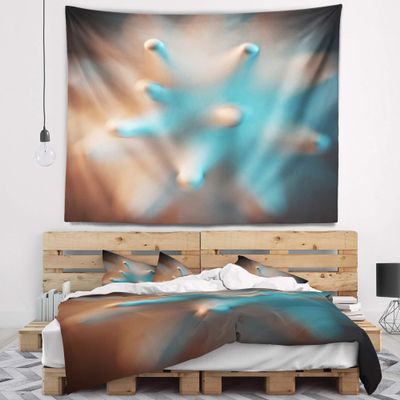 Designart ' Blue Macro Prickly Texture' Abstract Tapestry Blanket Dcor Wall Art for Home and Office, Created On Lightweight Polyester Fabric x Large: 92 in. x 78 in