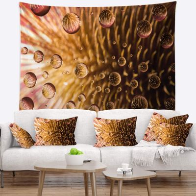 Designart ' Colorful Brown Flower in Raindrops' Floral Tapestry Blanket Dcor Wall Art for Home and Office, Created On Lightweight Polyester Fabric x Large: 92 in. x 78 in