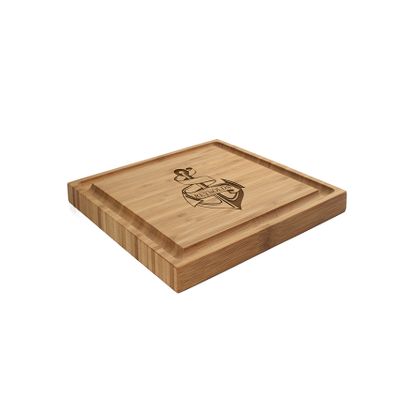 BambooMN Custom Laser Engraved Bamboo Cutting Board - Anchor - 11" x 11" x 0.75" (Grooved)