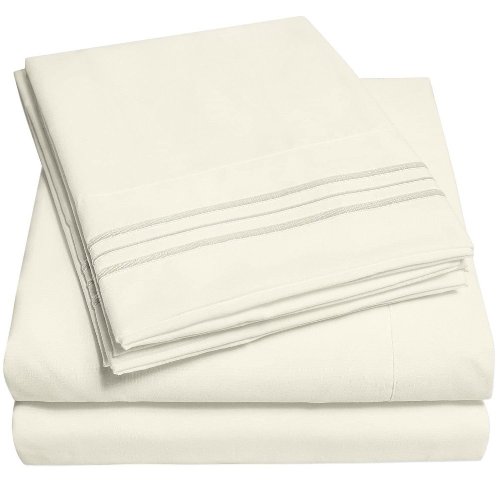 California King Sheet Sets - Breathable Luxury Sheets with Full Elastic & Secure Corner Straps Built In - 1800 Supreme Collection Cal King Deep Pocket Bedding Set, Sheet Set, California King, Ivory