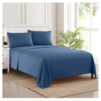 Full Size Sheet Sets - Breathable Luxury Sheets with Full Elastic & Secure Corner Straps Built In - 1800 Supreme Collection Extra Soft Deep Pocket Bedding Set, Sheet Set, Full, Denim