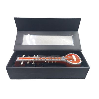 India Meets India - Handicraft Miniature/Showpiece - Veena/Tanpura- Tabletop Showpiece Gift for Music Lovers in Decorative Gift Box- by Awarded Indian Artisan - 7.5" Inch(Mango Wood,Brown)