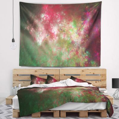 Designart ' Colorful Starry Fractal Sky' Abstract Tapestry Blanket Dcor Wall Art for Home and Office, Created on Lightweight Polyester Fabric XL: 92" x 78"