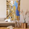 Lunarable Forest Tapestry Twin Size, Tall Aspen Trees to Clouds in Fall Regional Sun Burst Wilderness Nature Depiction, Wall Hanging Bedspread Bed Cover Wall Decor, 68" X 88", Orange Blue view 2
