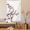 Lunarable Japanese Tapestry King Size, Simplistic Cherry Blossom Tree-Themed Pattern Nature Lines Oriental Art Print, Wall Hanging Bedspread Bed Cover Wall Decor, 23" X 28", Cinnamon Red view 2