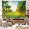 Lunarable Landscape Tapestry King Size, Calming Relaxing Scenery of Valley Hill Grass with Sunbeams Image, Wall Hanging Bedspread Bed Cover Wall Decor, King Size, Blue Green view 1