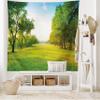 Lunarable Landscape Tapestry King Size, Calming Relaxing Scenery of Valley Hill Grass with Sunbeams Image, Wall Hanging Bedspread Bed Cover Wall Decor, King Size, Blue Green view 2