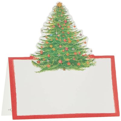 Caspari Glittering Tree Die-Cut Place Cards - 8 Per Package