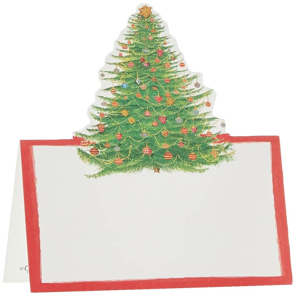 Caspari Glittering Tree Die-Cut Place Cards - 8 Per Package