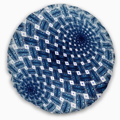 3D Shaped Blue Large Fractal Flower' Floral Round Throw Pillow & Round Cushion Pillow Cover for Living Room, Sofa