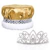 Anderson's Gold Crushed Satin King Crown and Adela Queen Tiara Royalty Set, King and Queen Set For Prom, Homecoming, School Dance, Costume, Party, Pageant, Event view 1
