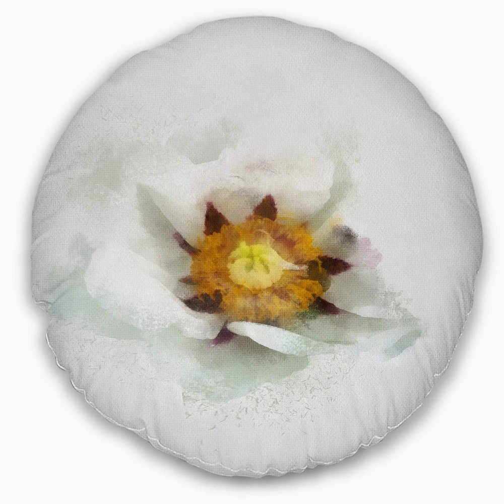 Designart Bloomy Poppy Flower Watercolor' Floral Throw Living Room, Sofa, High Quality Pillow Insert + Cushion Cover Printed On Both Side 20" Round