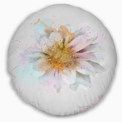 Designart Beautiful Flower with Yellow Stigma' Floral Throw Cushion Pillow Cover for Living Room, Sofa 20" Round