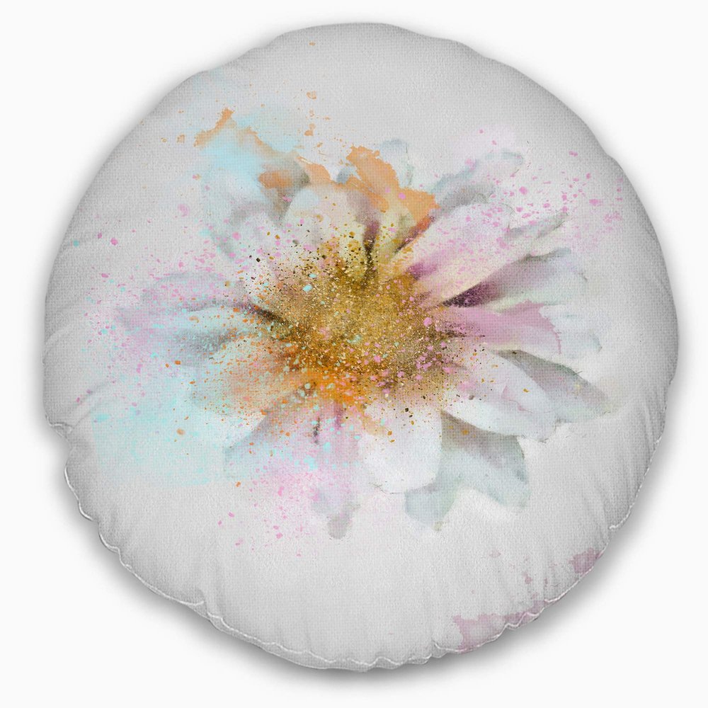 Designart Beautiful Flower with Yellow Stigma' Floral Throw Cushion Pillow Cover for Living Room, Sofa 20" Round