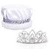 Anderson's White Crushed Satin King Crown and Adela Queen Tiara Royalty Set, King and Queen Set For Prom, Homecoming, School Dance, Costume, Party, Pageant, Event view 1