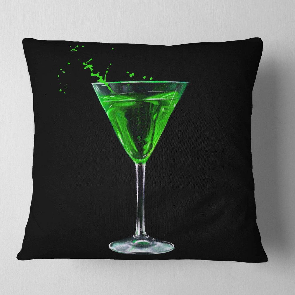 Absinthe on Black Background' Modern Throw Pillow & Cushion Pillow Cover for Living Room, Sofa