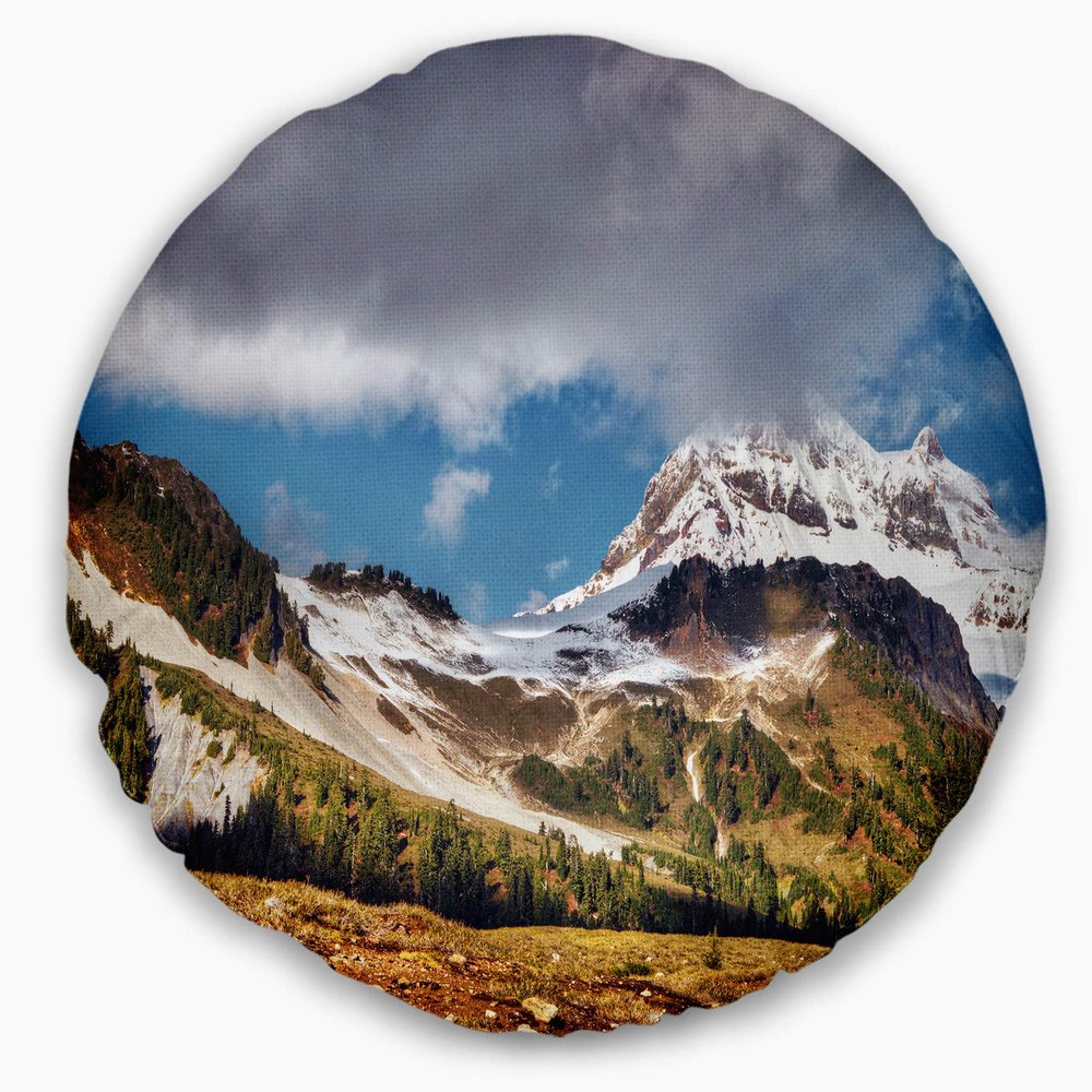 Designart Whistler Mountain British Columbia Throw Cushion Pillow Cover for Living Room, Sofa 20" Round